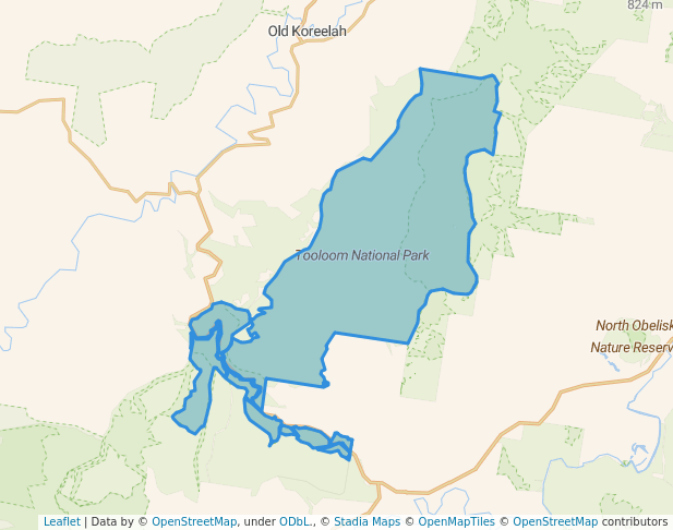 walking in Tooloom National Park map in Tooloom