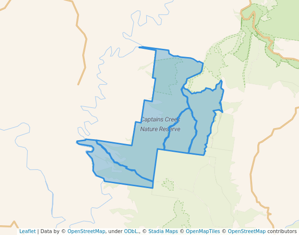 walking in Captains Creek Nature Reserve map in Tooloom