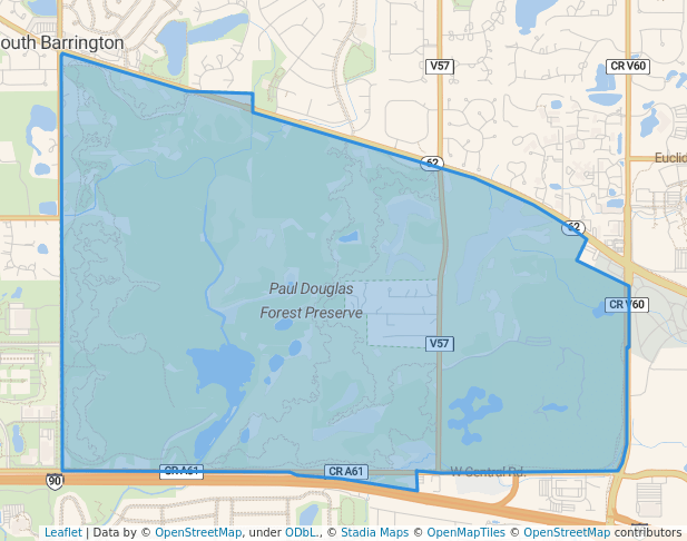 walking in Paul Douglas Forest Preserve map in Hoffman Estates