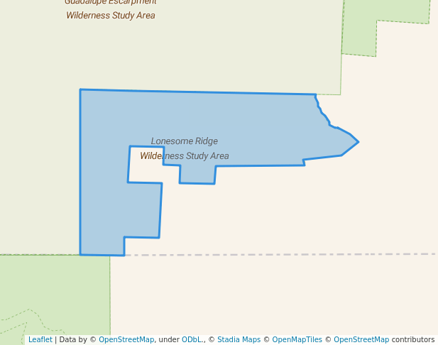 walking in Lonesome Ridge Wilderness Study Area map in Carlsbad