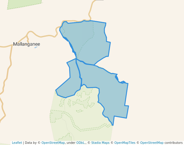 walking in Mallanganee National Park map in Piora