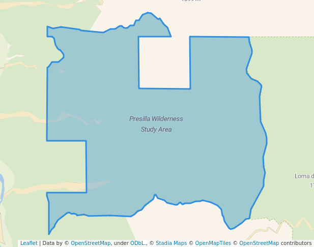walking in Presilla Wilderness Study Area map in Bingham