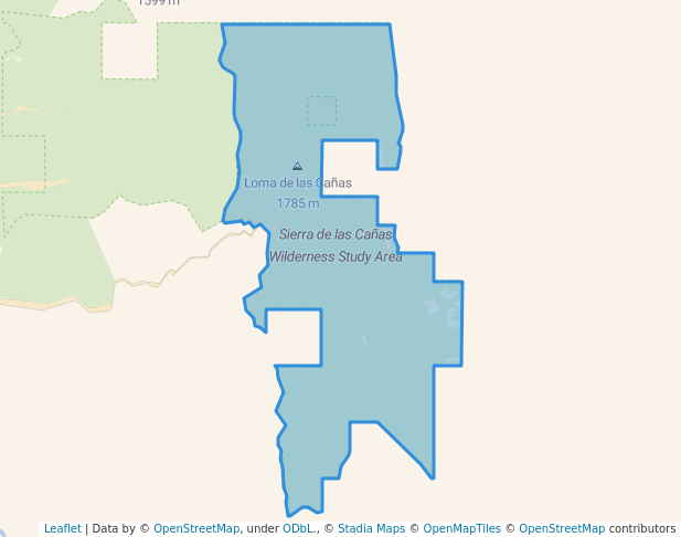 walking in Sierra de las Cañas Wilderness Study Area map in Bingham