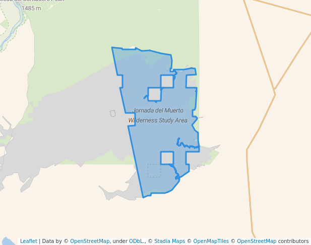 walking in Jornada del Muerto Wilderness Study Area map in Bingham