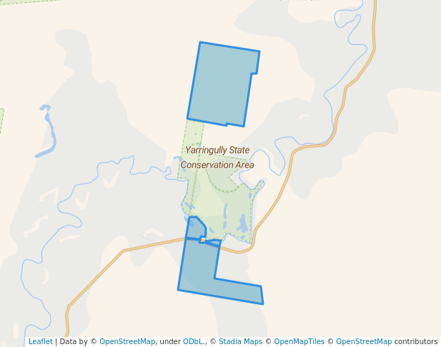 walking in Yarringully State Conservation Area map in Tatham
