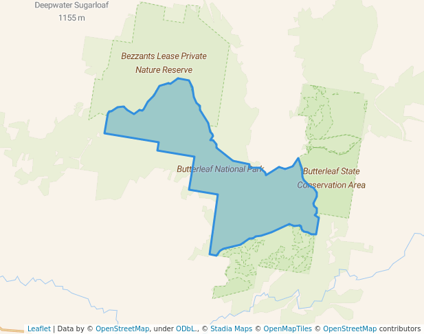 walking in Butterleaf National Park map in Deepwater