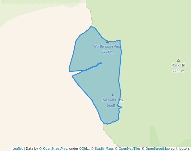 walking in Worthington Mountains Wilderness map in Alamo