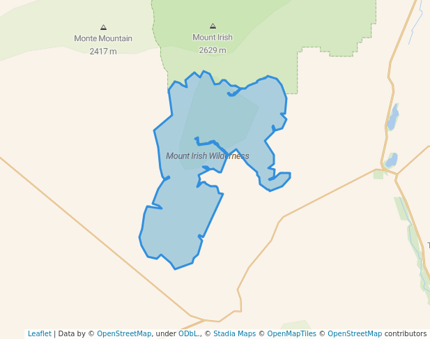 walking in Mount Irish Wilderness map in Alamo