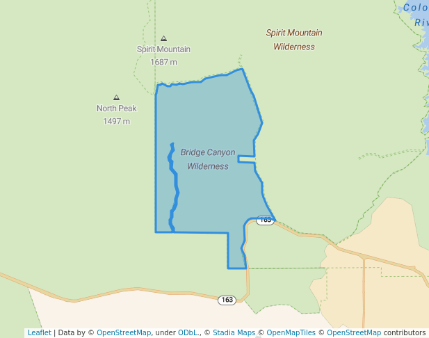 walking in Bridge Canyon Wilderness map in COTTONWOOD CV