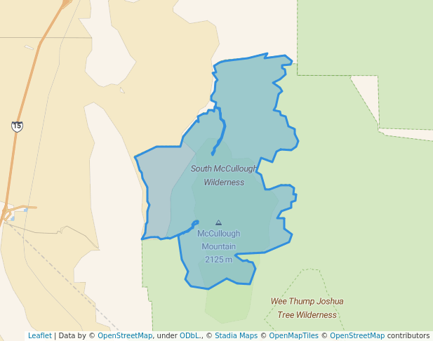 walking in South McCullough Wilderness map in COTTONWOOD CV