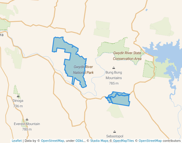 walking in Gwydir River National Park map in Keera