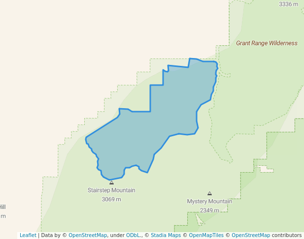 walking in Quinn Canyon Wilderness map in Tonopah
