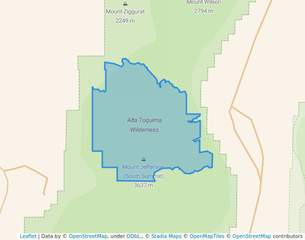 walking in Alta Toquima Wilderness map in Round Mountain