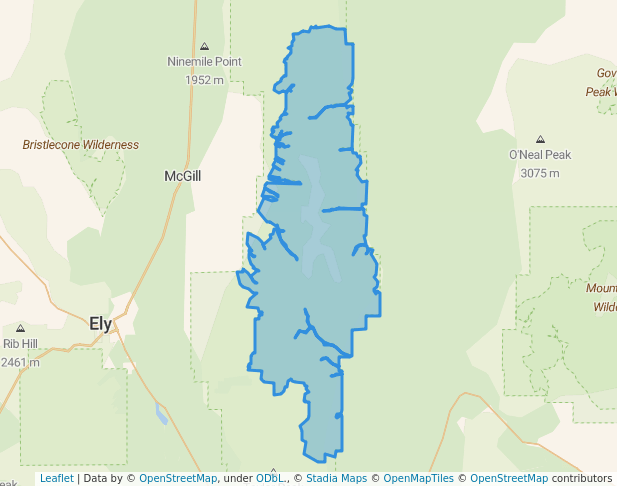 walking in High Schells Wilderness map in Ely