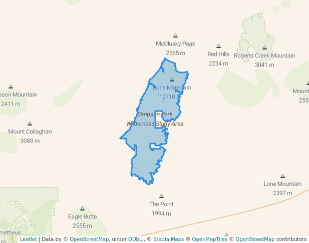 walking in Simpson Park Wilderness Study Area map in Austin