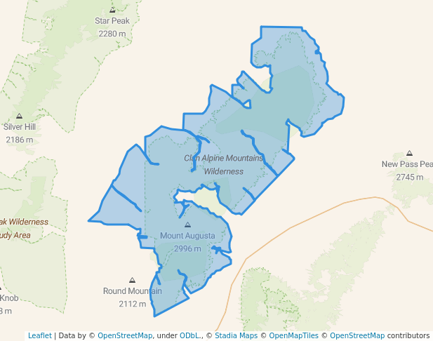 walking in Clan Alpine Mountains Wilderness Study Area map in Fallon