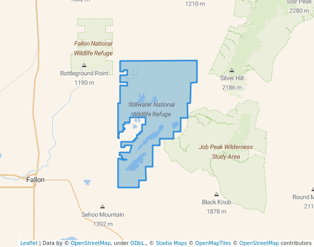 walking in Stillwater National Wildlife Refuge map in Fallon