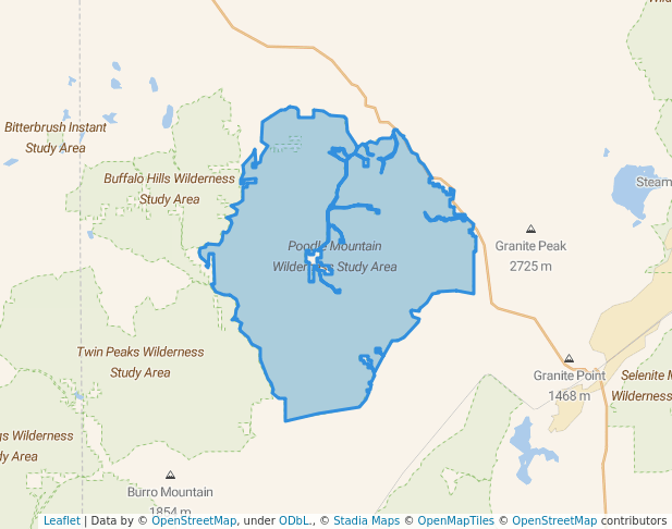 walking in Poodle Mountain Wilderness Study Area map in Gerlach