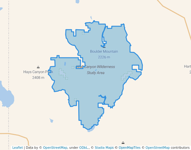walking in Wall Canyon Wilderness Study Area map in Gerlach