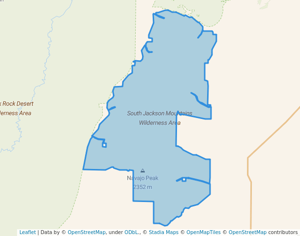 walking in South Jackson Mountains Wilderness Area map in Winnemucca