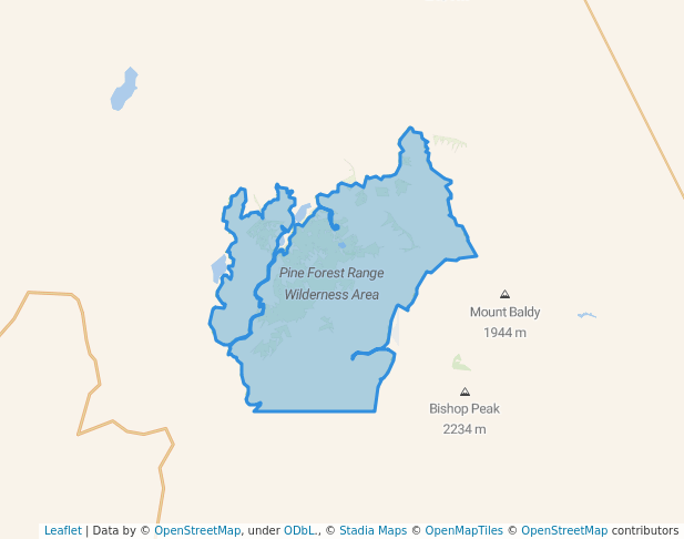 walking in Pine Forest Range Wilderness Area map in Winnemucca