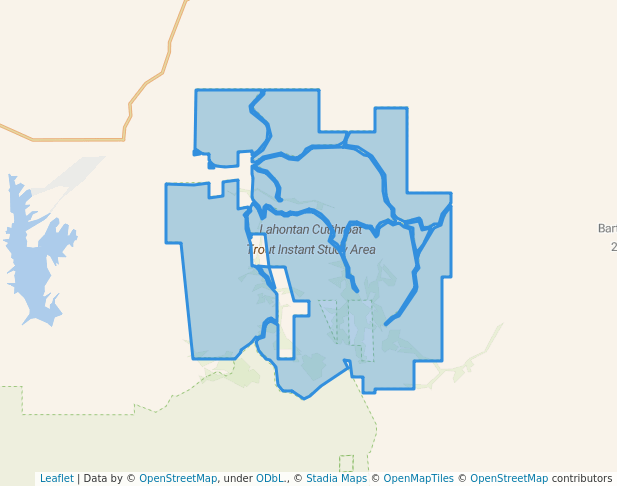 walking in Lahontan Cutthroat Trout Instant Study Area map in Winnemucca