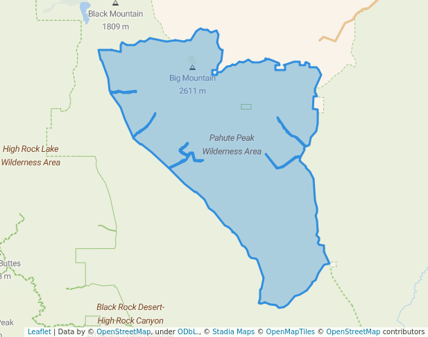 walking in Pahute Peak Wilderness Area map in Winnemucca