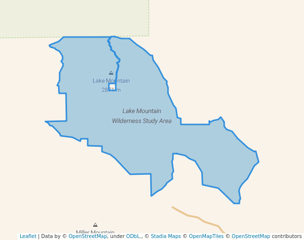 walking in Lake Mountain Wilderness Study Area map in Big Piney