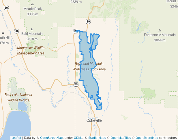 walking in Raymond Mountain Wilderness Study Area map in Raymond