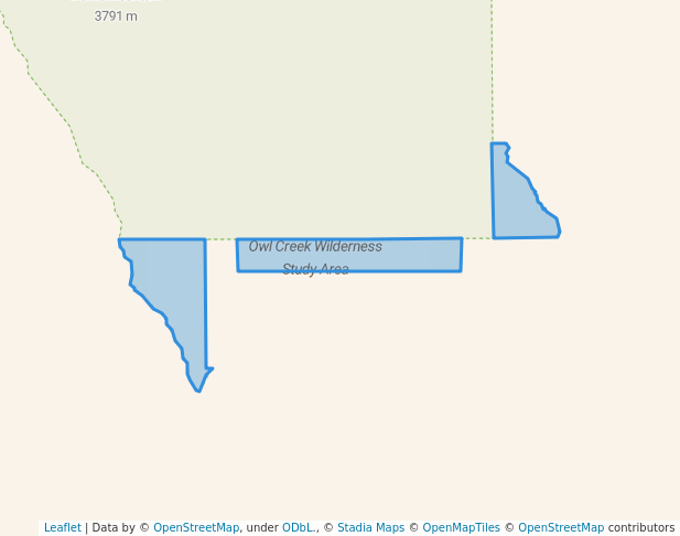 walking in Owl Creek Wilderness Study Area map in Thermopolis