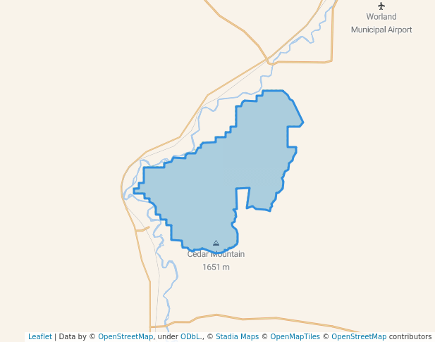 walking in Cedar Mountain Wilderness Study Area map in Worland
