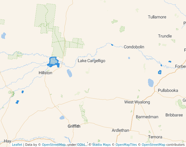 walking in Lachlan Valley National Park map in Roto