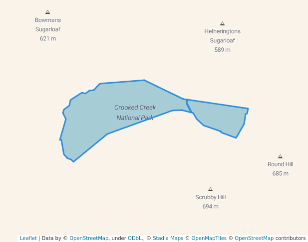 walking in Crooked Creek National Park map in Deepwater