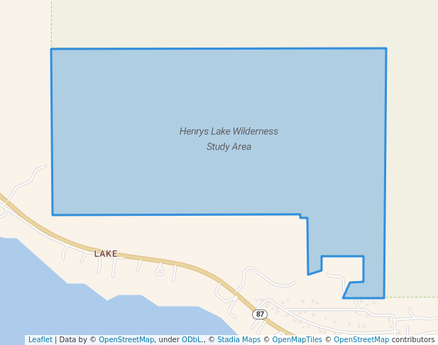 walking in Henrys Lake Wilderness Study Area map in Island Park