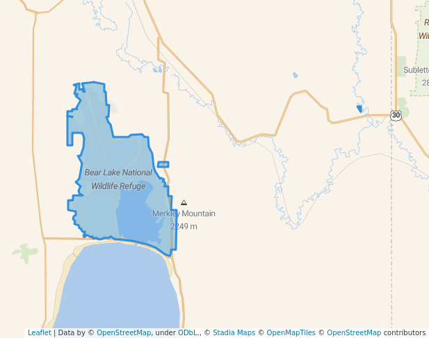 walking in Bear Lake National Wildlife Refuge map in Montpelier