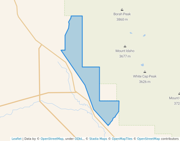 walking in Borah Peak Wilderness Study Area map in Mackay