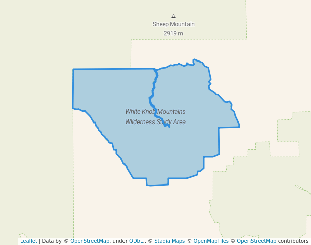 walking in White Knob Mountains Wilderness Study Area map in Mackay
