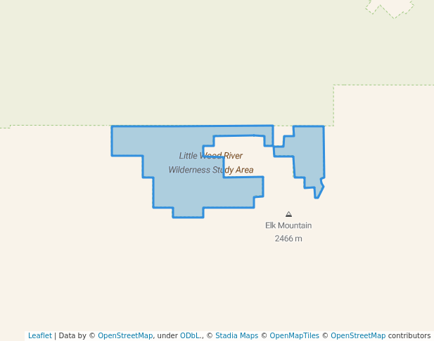 walking in Little Wood River Wilderness Study Area map in Carey
