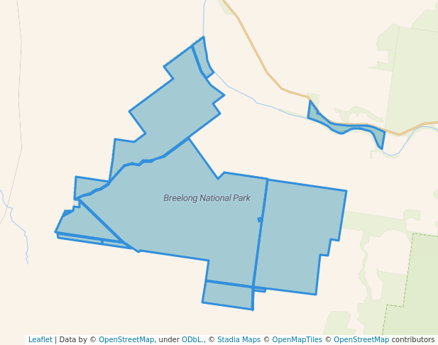walking in Breelong National Park map in Biddon