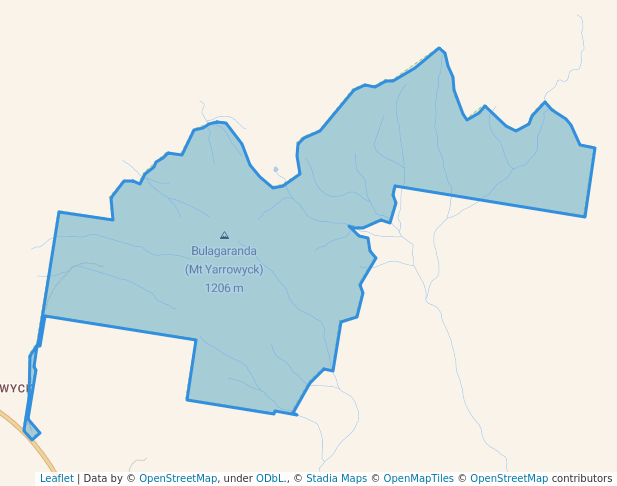 walking in Bulagaranda (Mt Yarrowyck) Nature Reserve map in Mihi