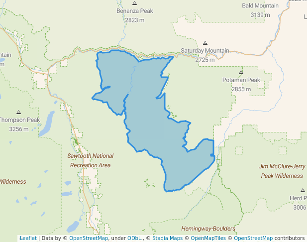 walking in Cecil D. Andrus-White Clouds Wilderness map in Clayton