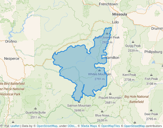 walking in Selway-Bitterroot Wilderness map in Kooskia