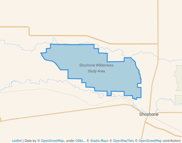 walking in Shoshone Wilderness Study Area map in Lone Star
