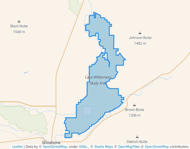 walking in Lava Wilderness Study Area map in Lone Star