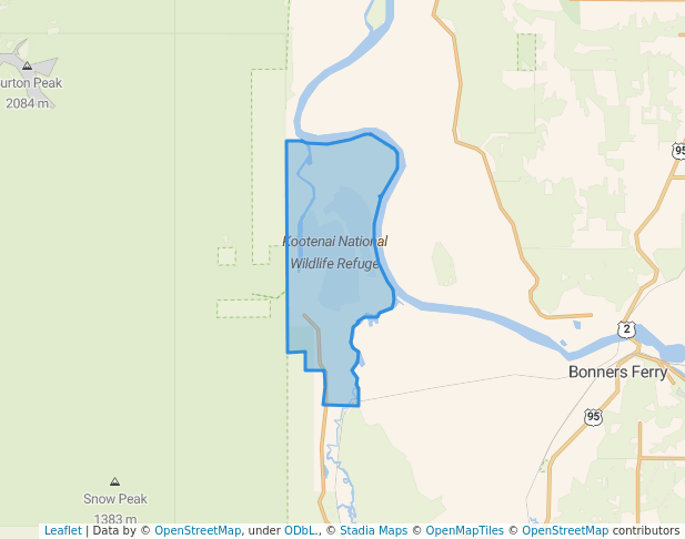 walking in Kootenai National Wildlife Refuge map in Bonners Ferry