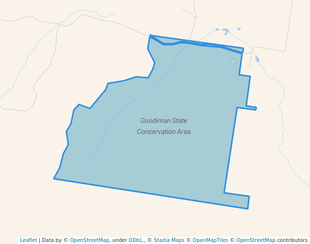 walking in Goodiman State Conservation Area map in Cope