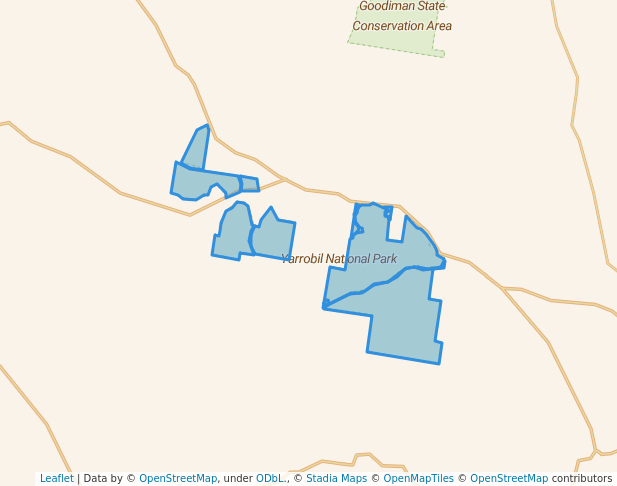 walking in Yarrobil National Park map in Cope