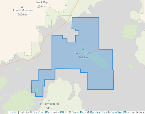 walking in Craters of the Moon Wilderness Area map in Butte City