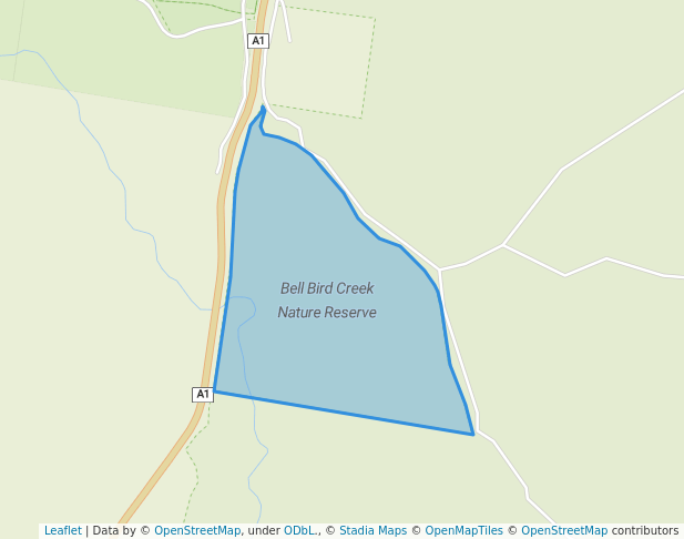 walking in Bell Bird Creek Nature Reserve map in Eden