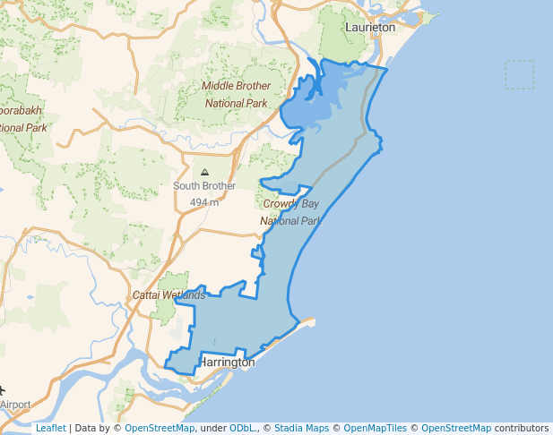 walking in Crowdy Bay National Park map in Waitui